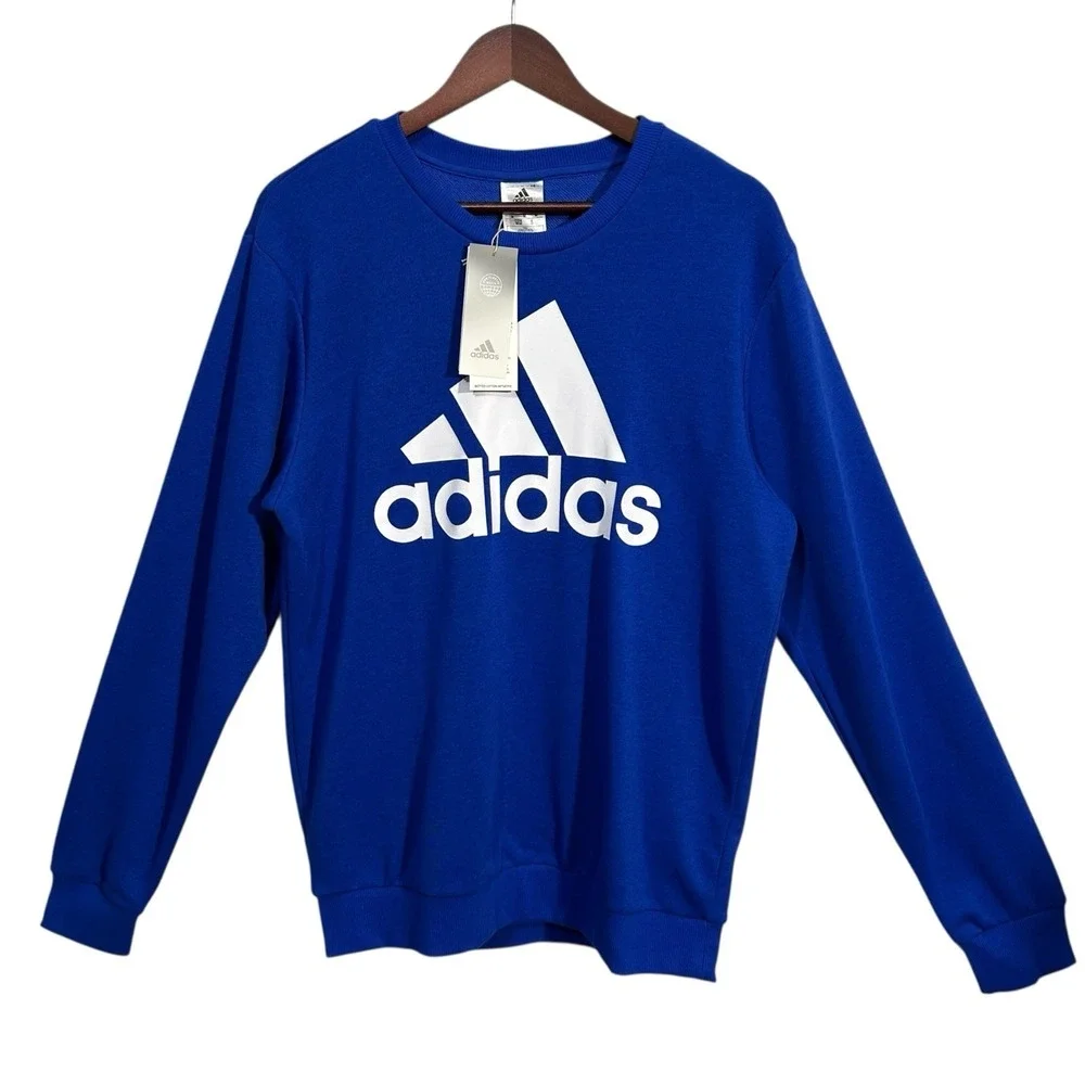 Adidas Essentials Mens French Terry Crew Neck Sweatshirt Size M Team Royal‎ Blue